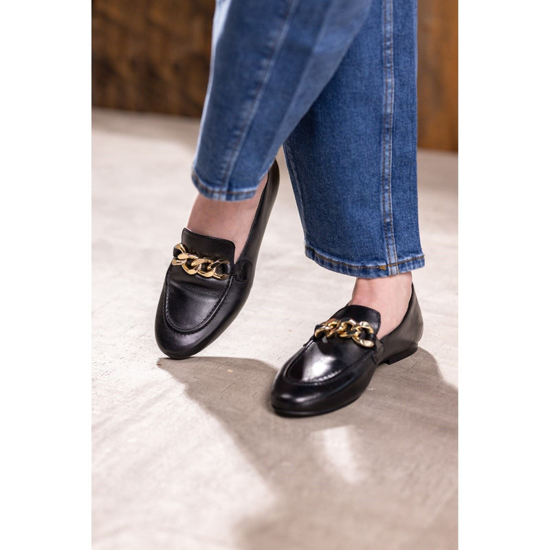 Hush Puppies Harper Chain Leather Women's Black Loafers