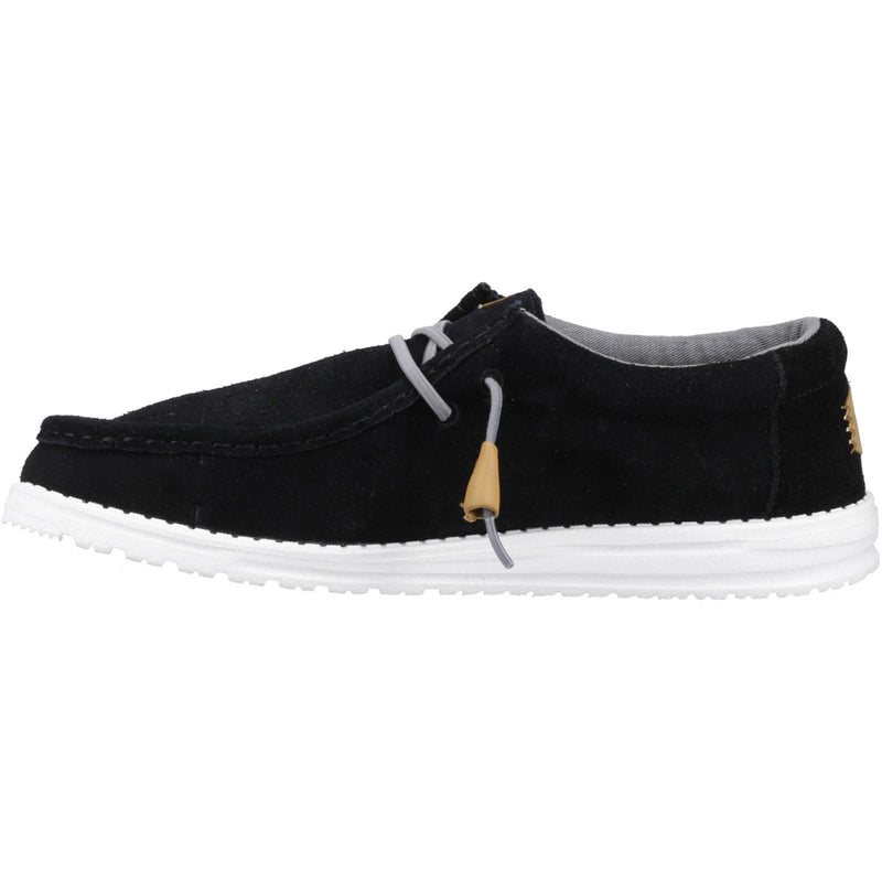 HEYDUDE Wally Craft Leather Men's Black Boat Shoes