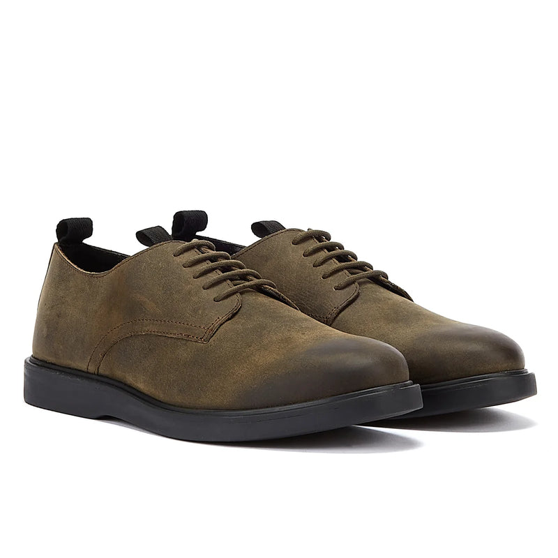 Hudson Barnstable Khaki Leather Men's Green Lace-Up Shoes – Tower ...