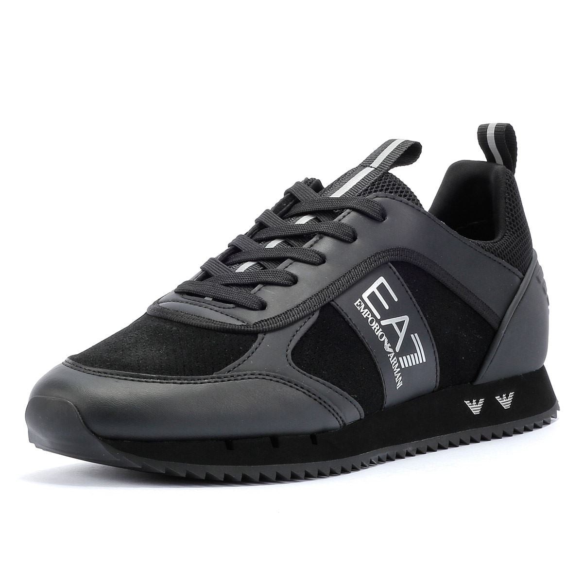 EA7 B W Suede Men s Triple Black Trainers Tower London