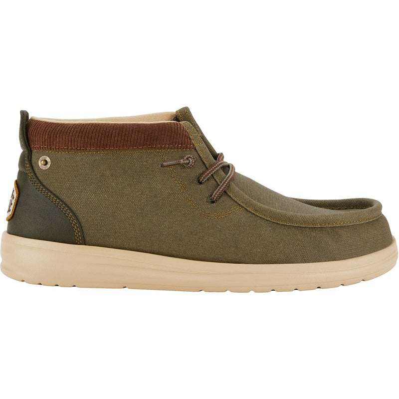 HEYDUDE Wally Mid GripR Canvas Men's Dusty Olive Boots