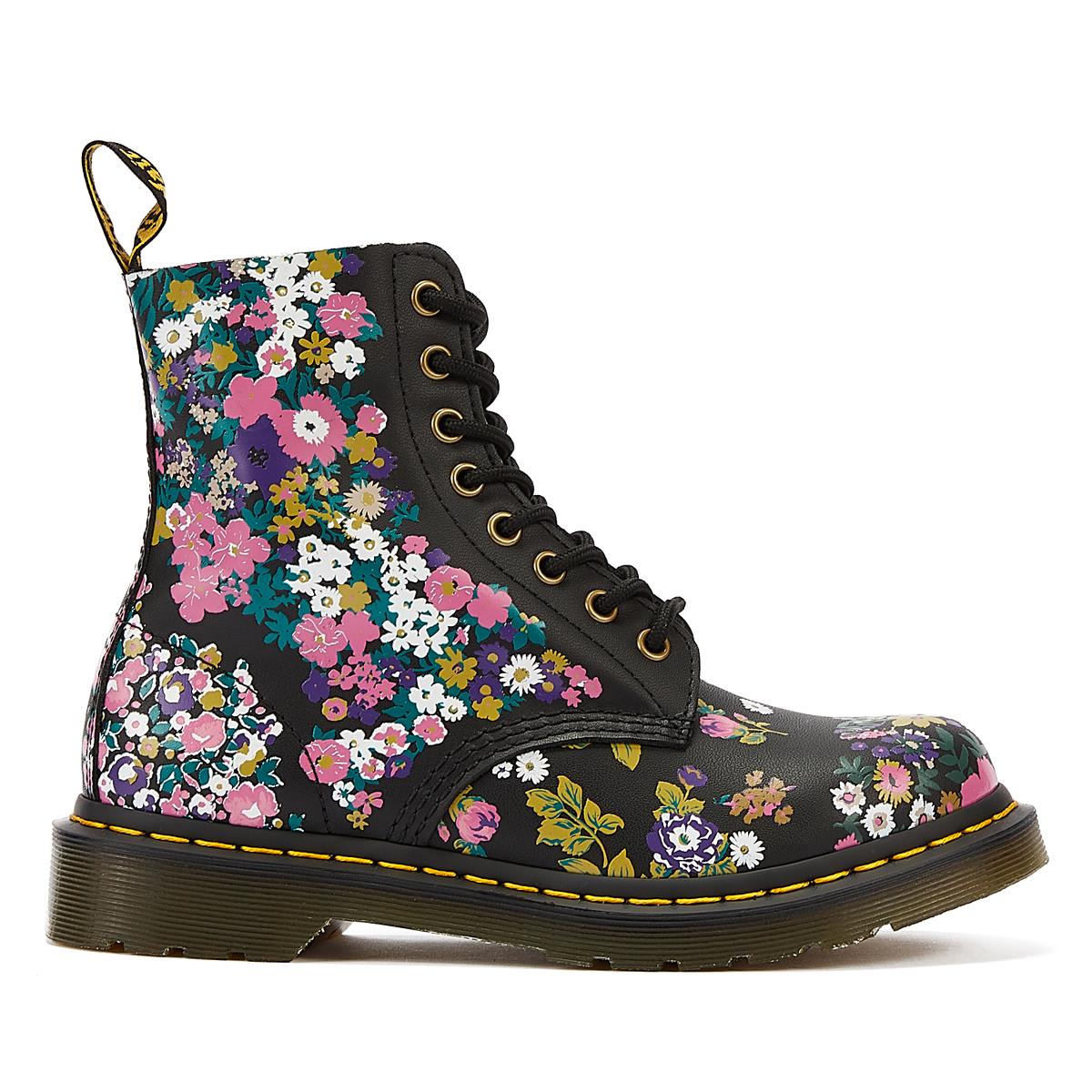 Dr martens black hot sale floral boots