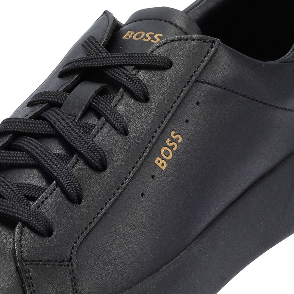 Boss Belwar Tennis Smooth Leather Men s Black Trainers Tower London