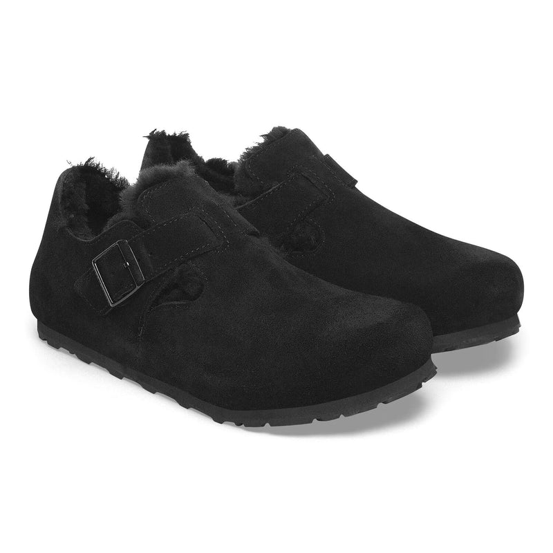 Birkenstock London Shearling Suede Women's Black Shoes