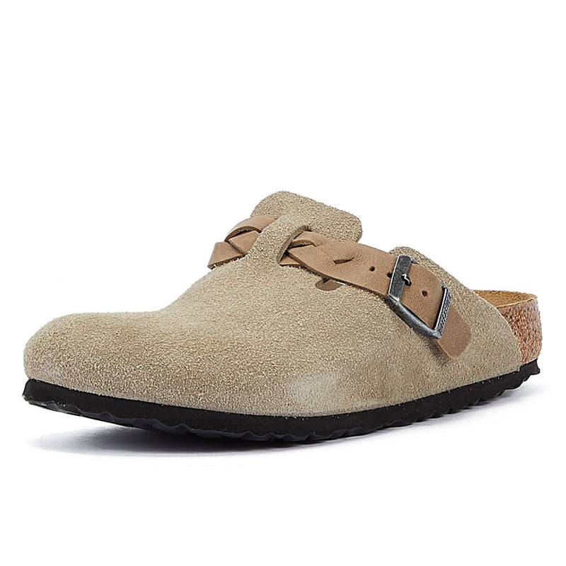 Birkenstock Boston Braided Women's Taupe Suede Regular Clogs