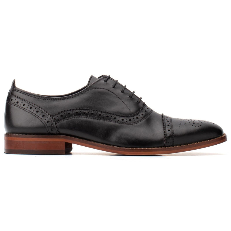 Base London Cast Waxy Leather Men's Black Brogues Shoes