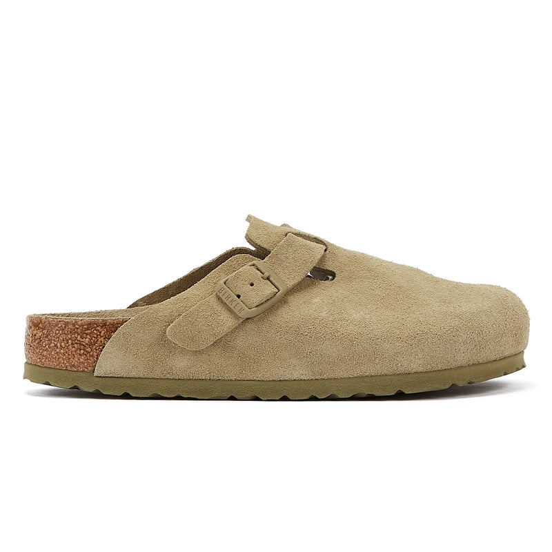 Birkenstock Boston Khaki Suede Faded Grey Clogs