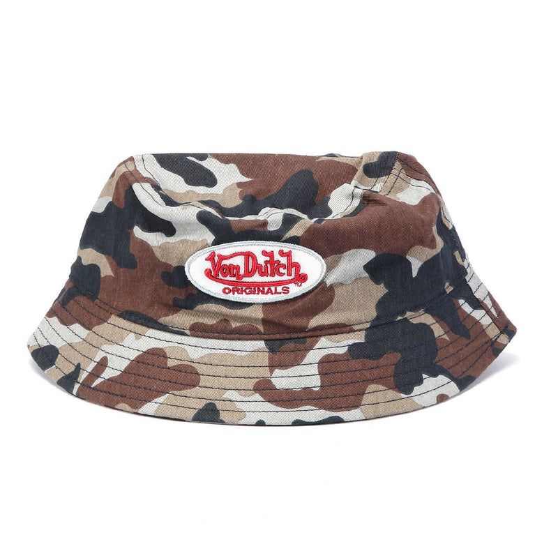 Von Dutch Phoenix Camo Cotton Brown Bucket Hats