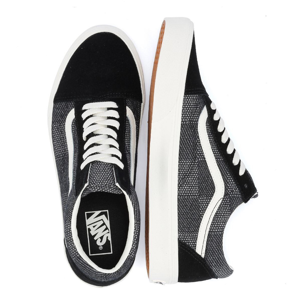 Vans Old Skool Denim Check Black Trainers Tower London