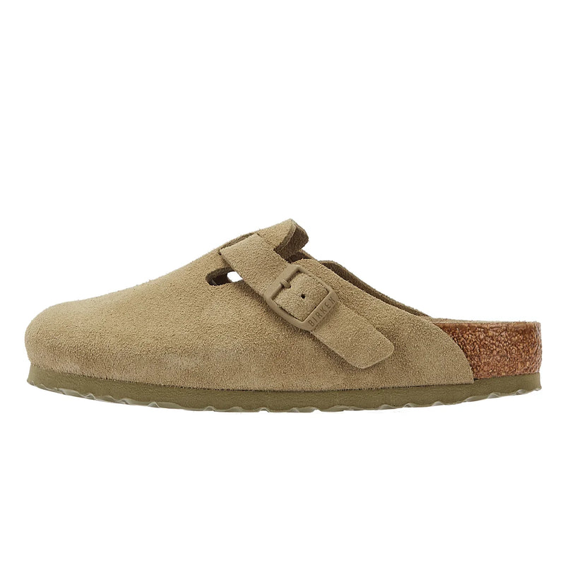 Birkenstock Boston Khaki Suede Faded Grey Clogs