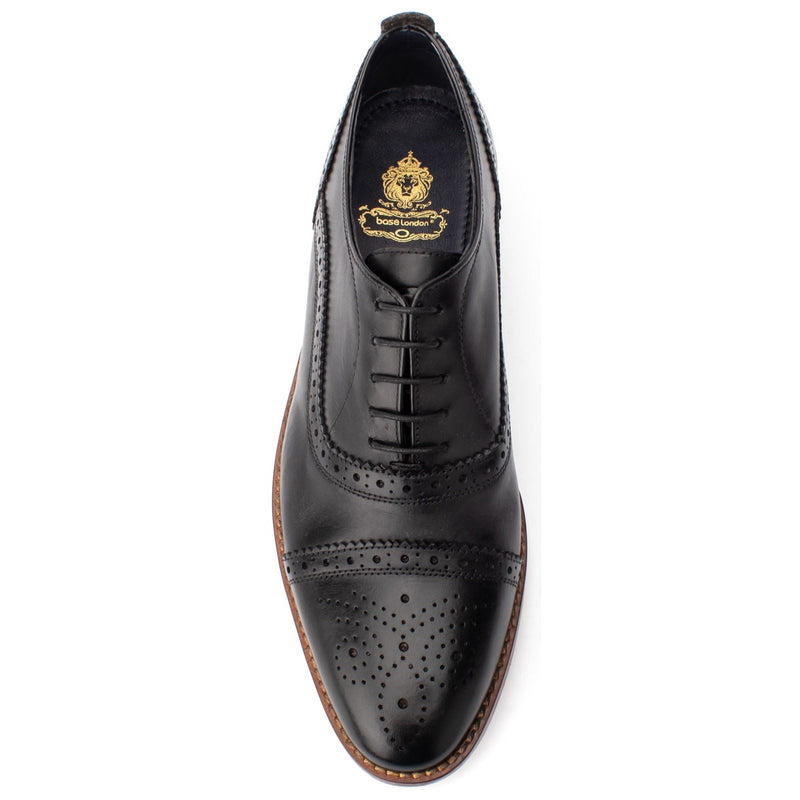 Base London Cast Waxy Leather Men's Black Brogues Shoes