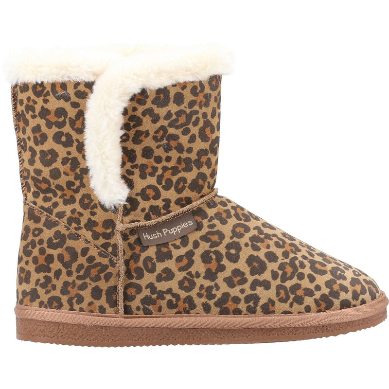 Hush Puppies Ashleigh Suede And Faux Fur Women's Leopard Slippers