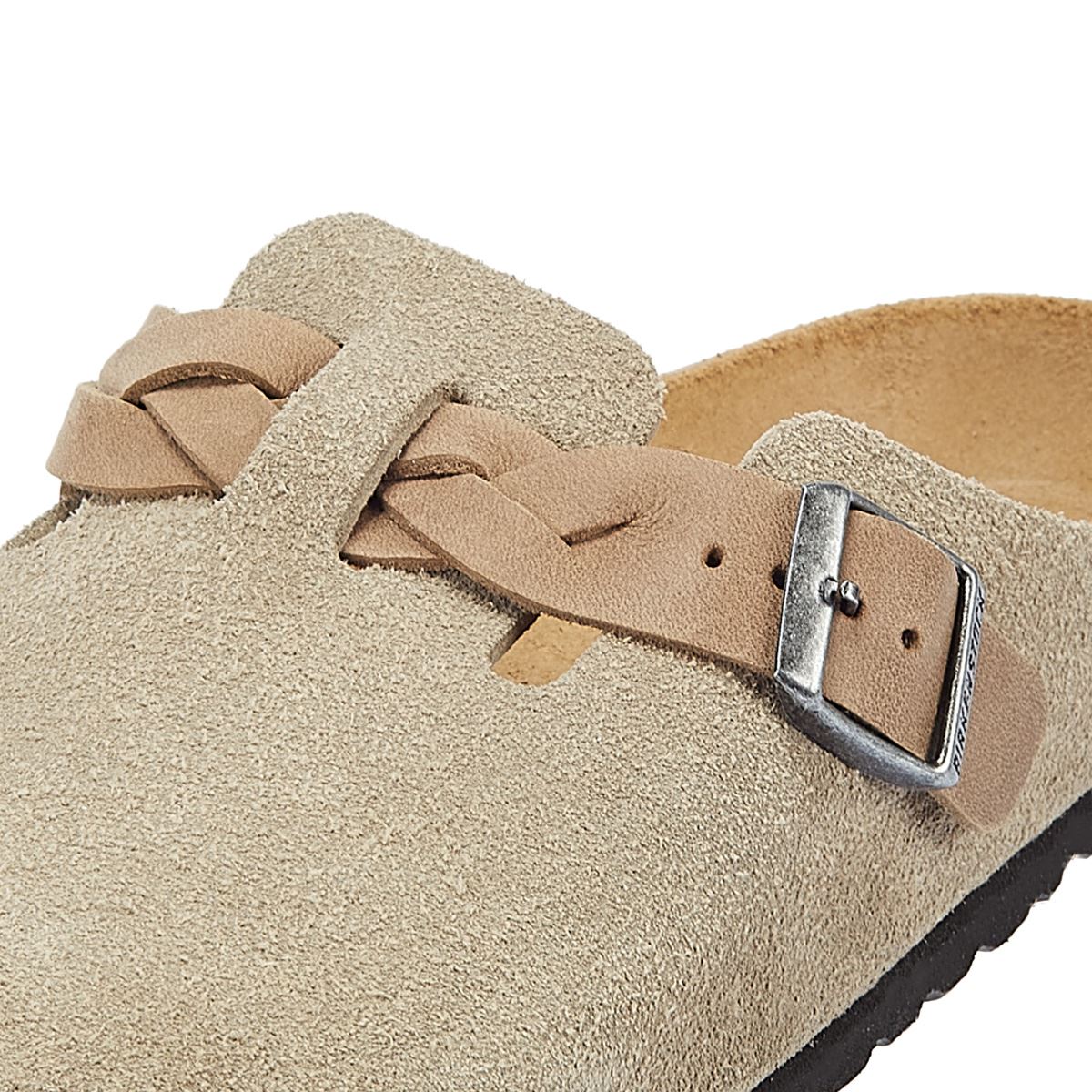 Women's Taupe Suede Wide Version Footbed Clogs outlet Sandals