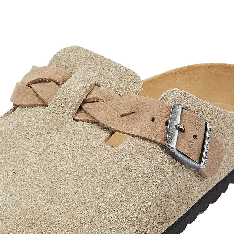 Birkenstock Boston Braided Women's Taupe Suede Regular Clogs