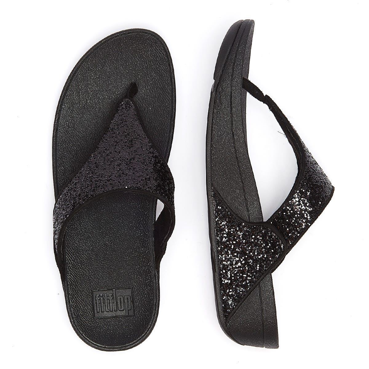 FitFlop Lulu Glitter Women's Black Sandals – Tower- London.Com