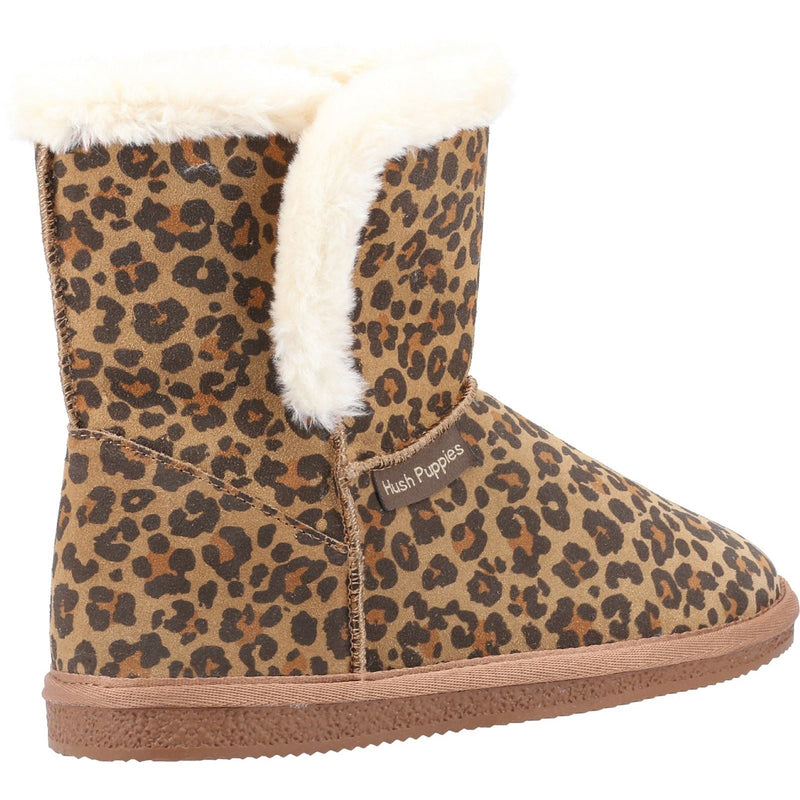 Hush Puppies Ashleigh Suede And Faux Fur Women's Leopard Slippers