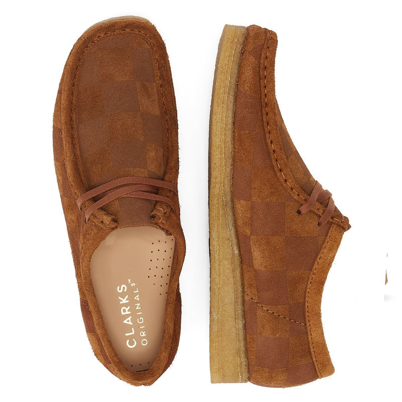 CLARKS Mens Wallabee Cola Check Shoes 26173636