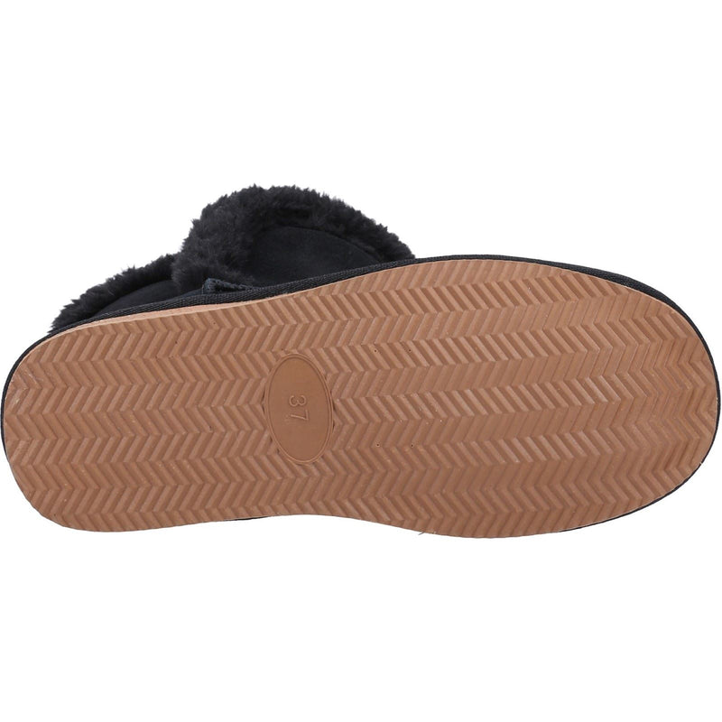 Hush Puppies Ashleigh Suede And Faux Fur Women's Black Slippers