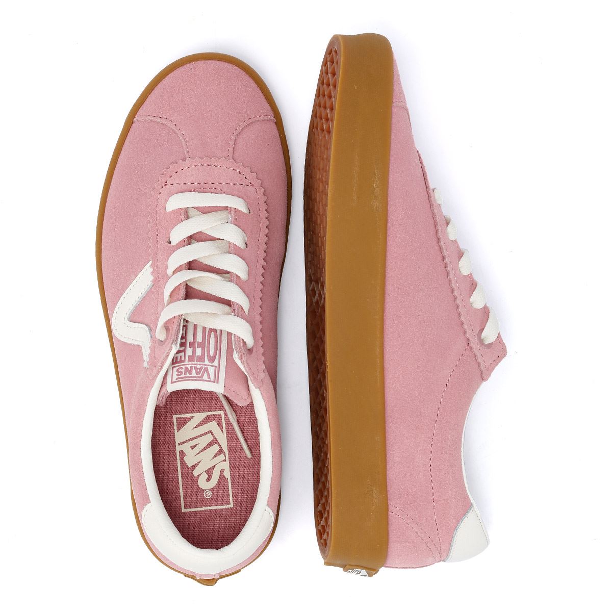 Pink vans with brown sole best sale