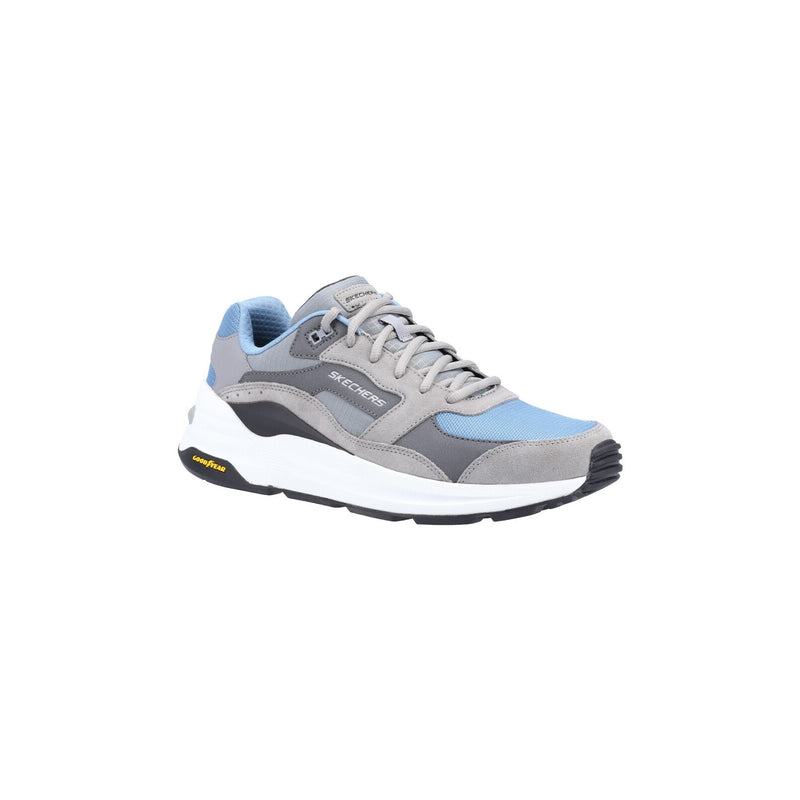 Skechers Mens Global Jogger 237200-GYBL Grey/Blue Lace Up Shoe