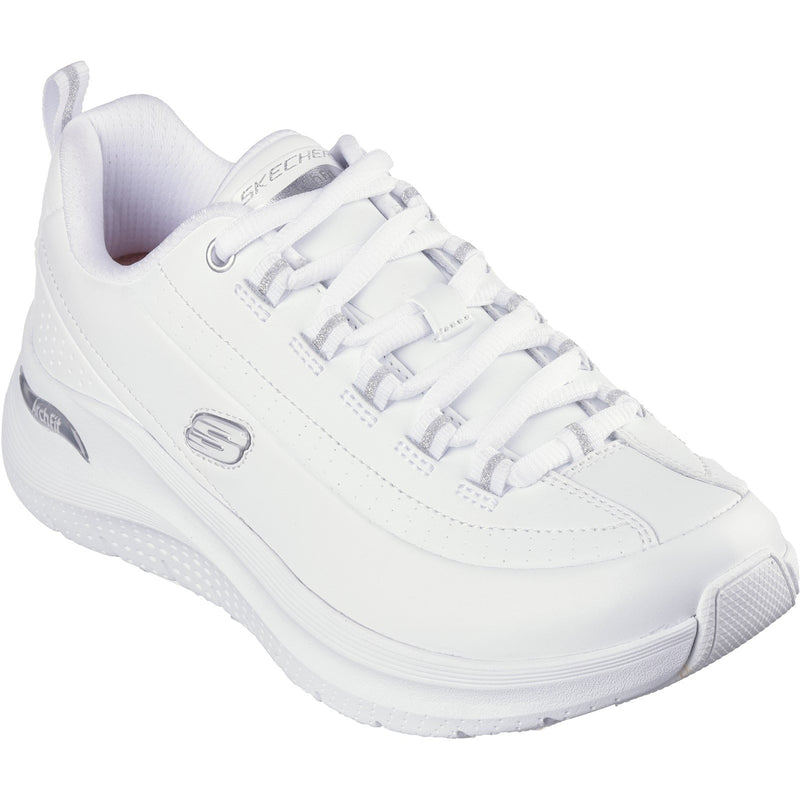 Skechers Womens Arch Fit 2.0 - Star Bound 150061-WSL White/Silver Lace Up Shoe