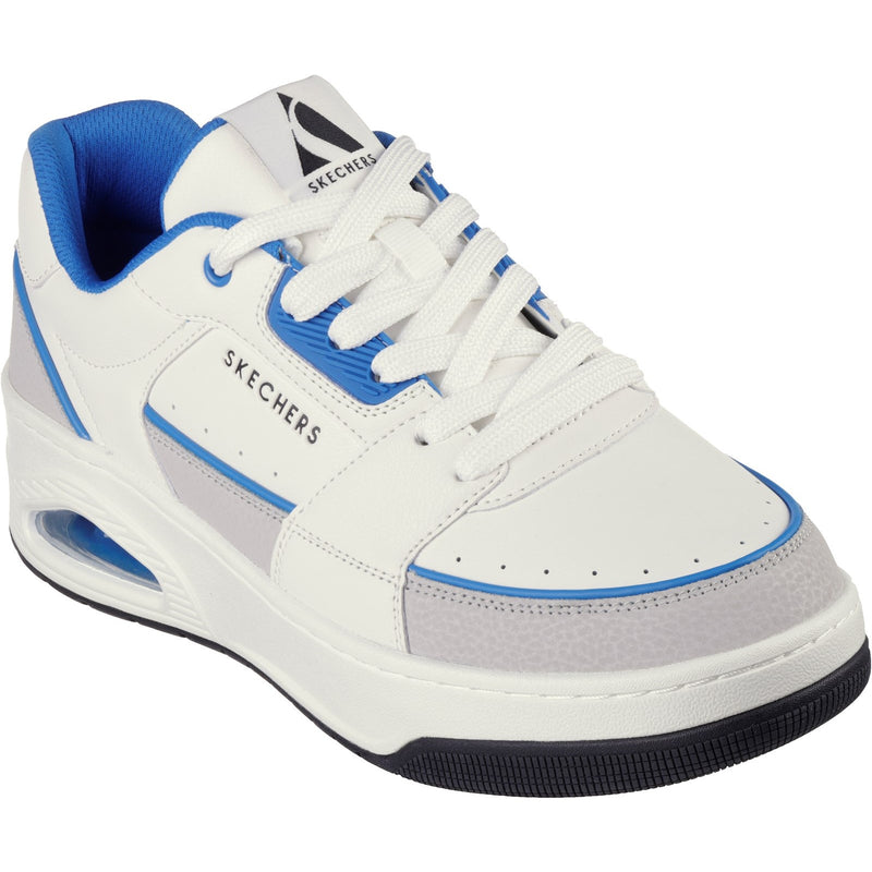 Skechers Mens Uno Court Low-Post 183140-WBL White/Blue Lace Up Shoe