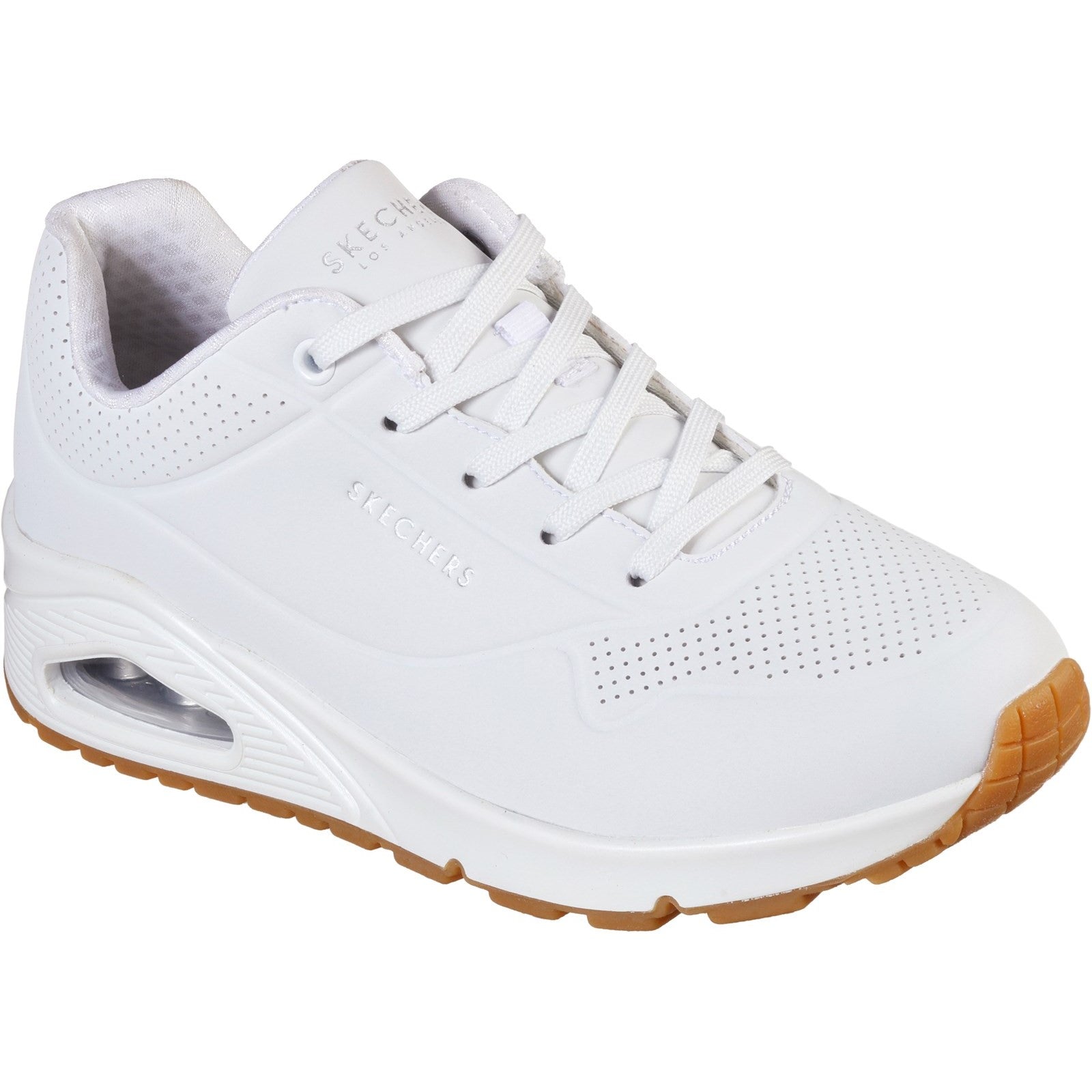 Skechers Womens Uno Stand on Air 73690W WHT White Lace Up Shoe Tower London