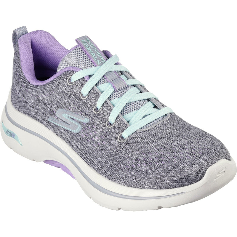 Skechers Womens GO WALK Arch Fit 2.0 Vivid Sunset 125311-GYLV Grey/Lavender Lace Up Shoe