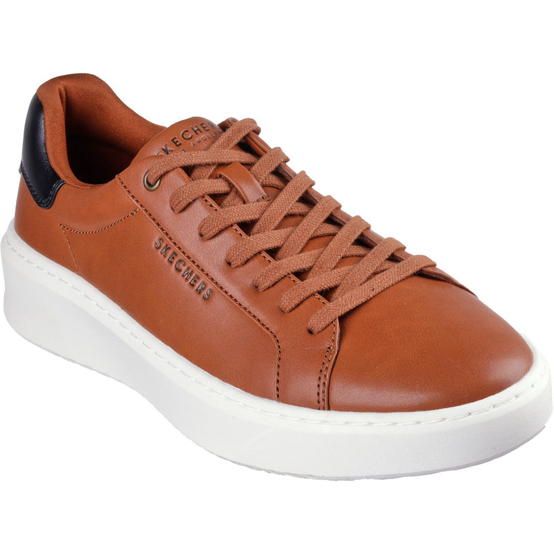 Skechers Mens Court Break Suit Sneaker 183175-COG Cognac Lace Up Shoe