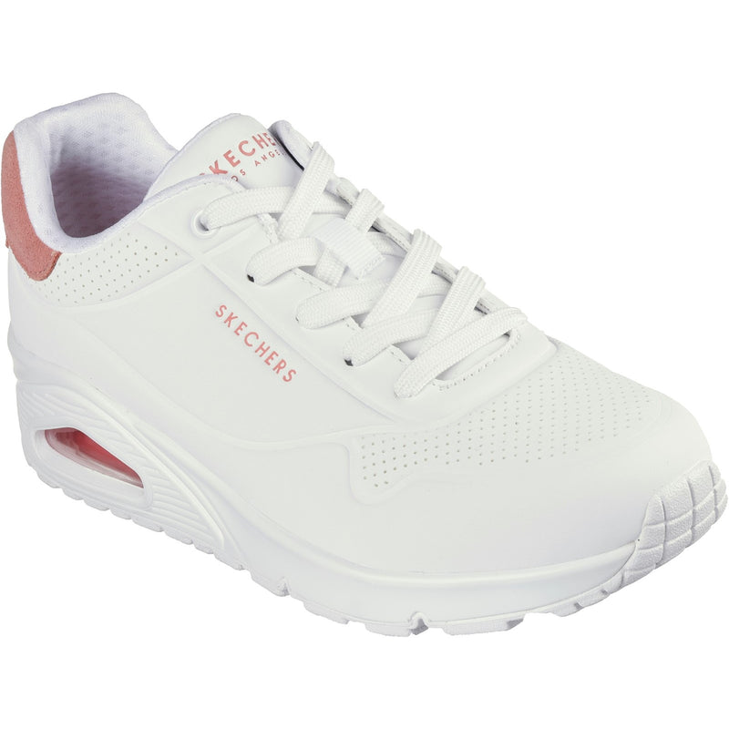 Skechers Womens Uno - Pop Back 177092-WCRL White/Coral Lace Up Shoe