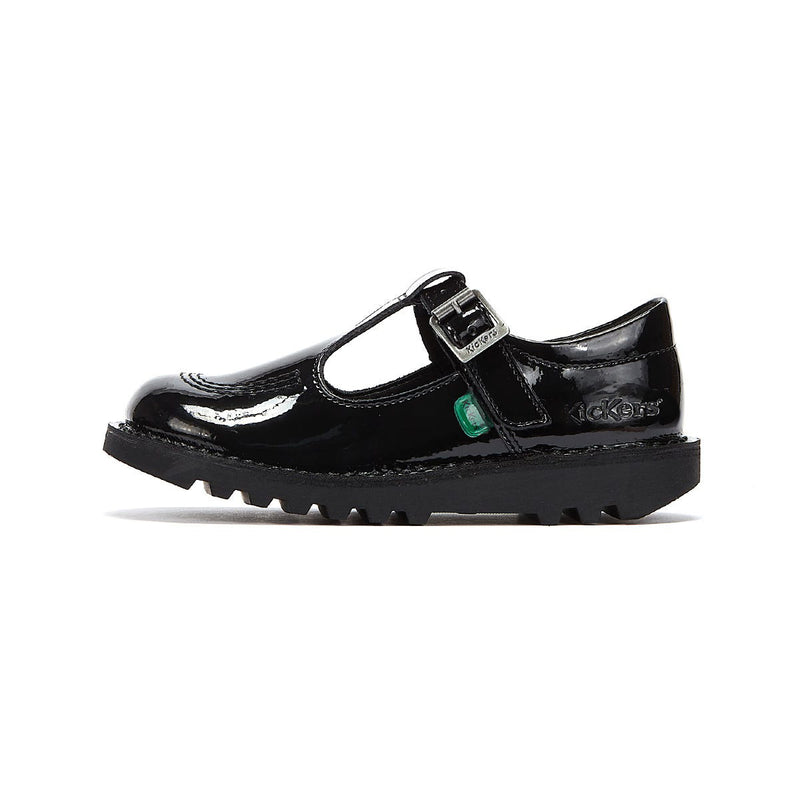 Kickers Junior Black Kick T Bar Patent Leather Shoes