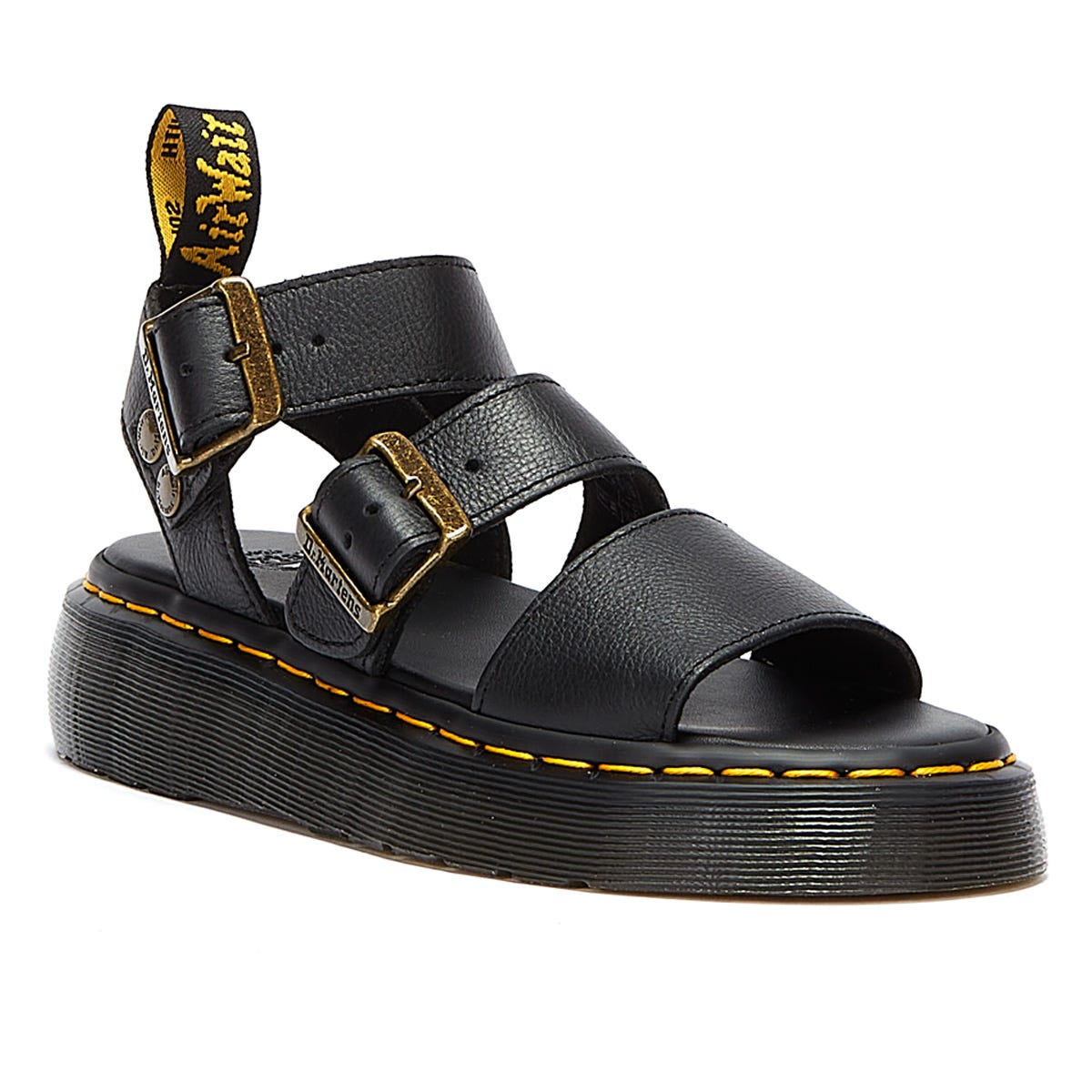 Dr martens gryphon leather sandals discount in black