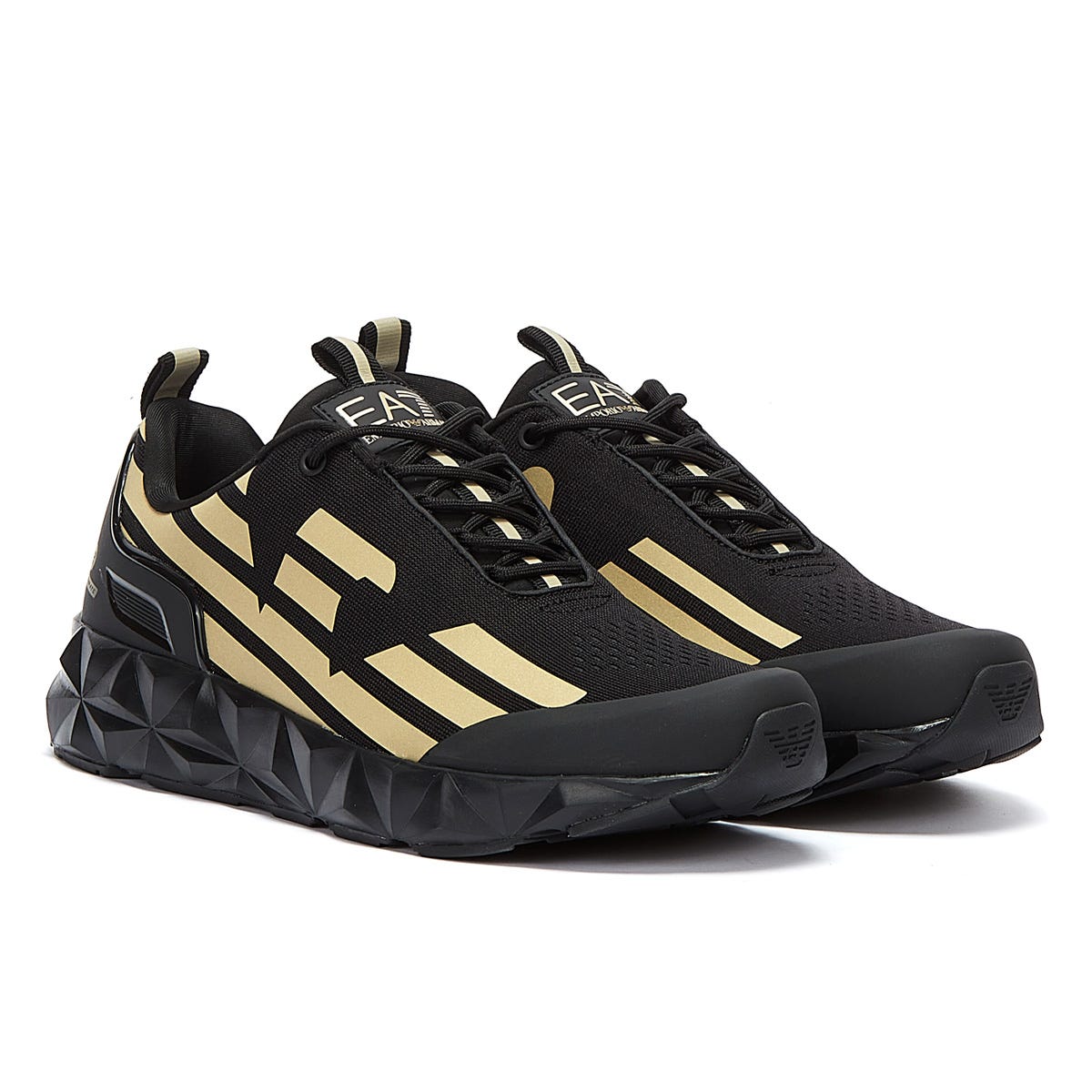 Black and store gold trainers mens