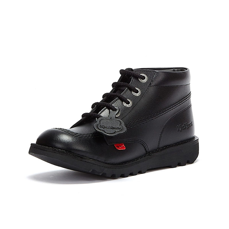 Kickers Kick Hi Youth Black Leather Ankle School Boots